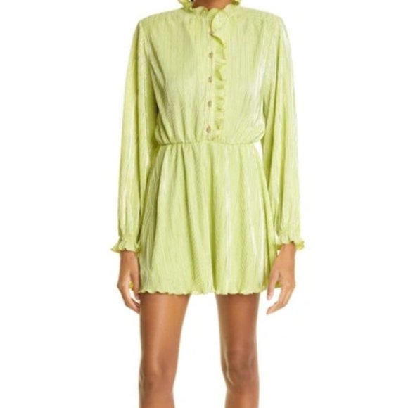 ROTATE BIRGER CHRISTENSEN Dresses & Skirts - New ROTATE BIRGER CHRISTENSEN Ivy Pleated Mini Dress In Sunny Lime Size 10